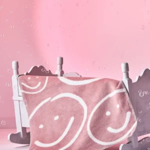 Kocyk dziecięcy uśmiech różowy dwustronny 75x100 - obrazek 2