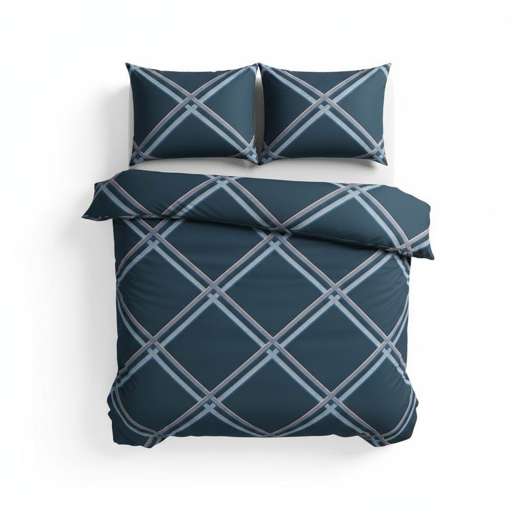 Pościel satyna krata zieleń modern 220x200 5174C - obrazek 2