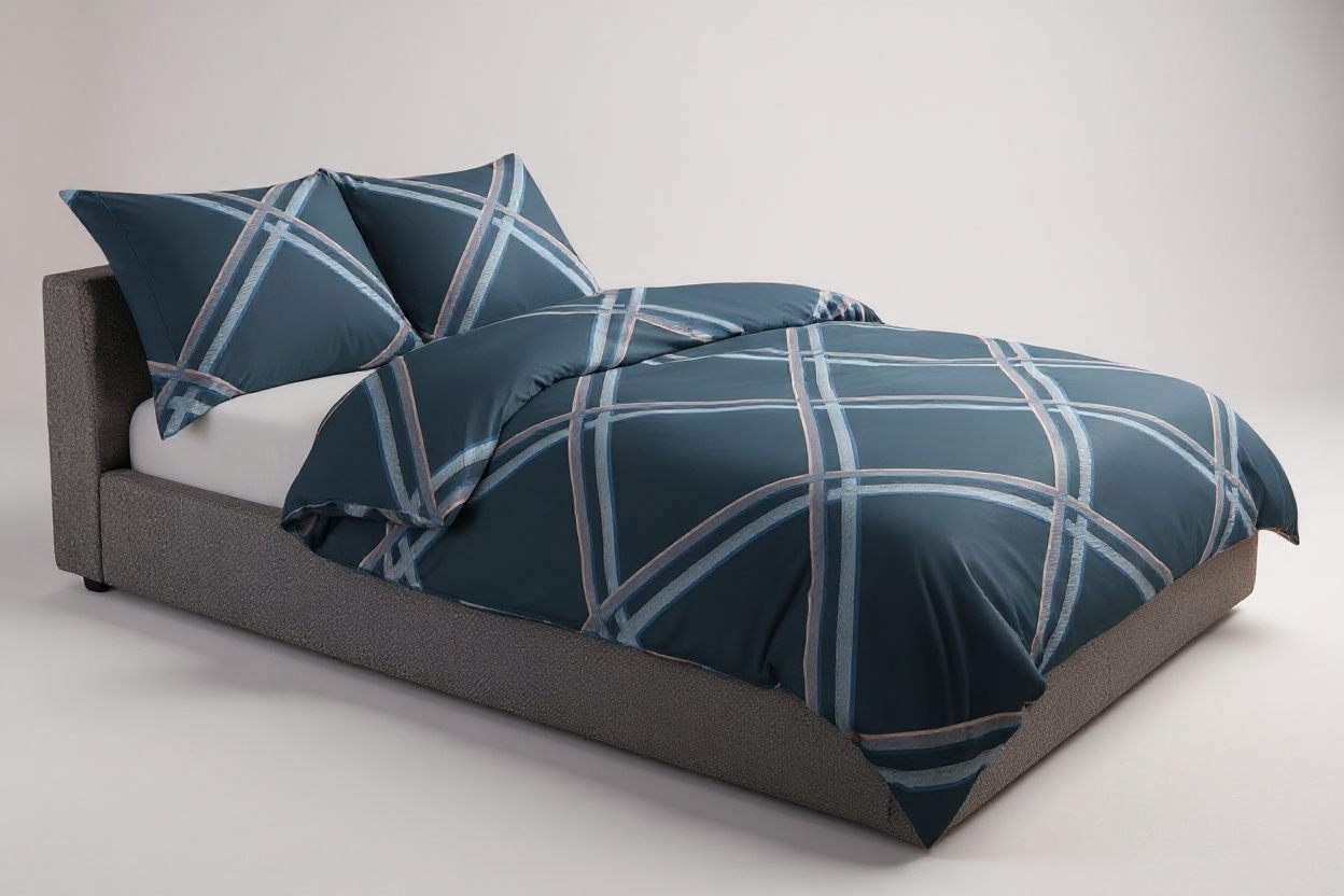 Pościel satyna krata zieleń modern 220x200 5174C - obrazek 4